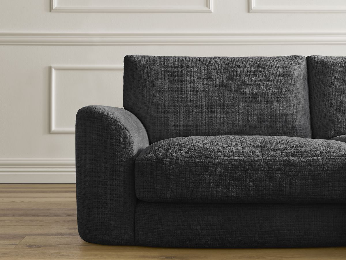 Bobochic Leonore Ecksofa mit Pouf Strukturstoff Schwarz Ecke rechts