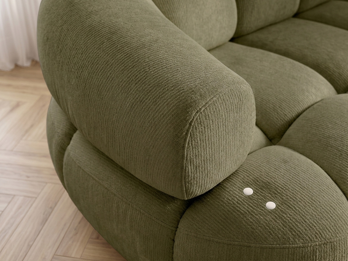 Bobochic Lovely Ecksofa mit Schlaffunktion Stoff Grün Ecke rechts