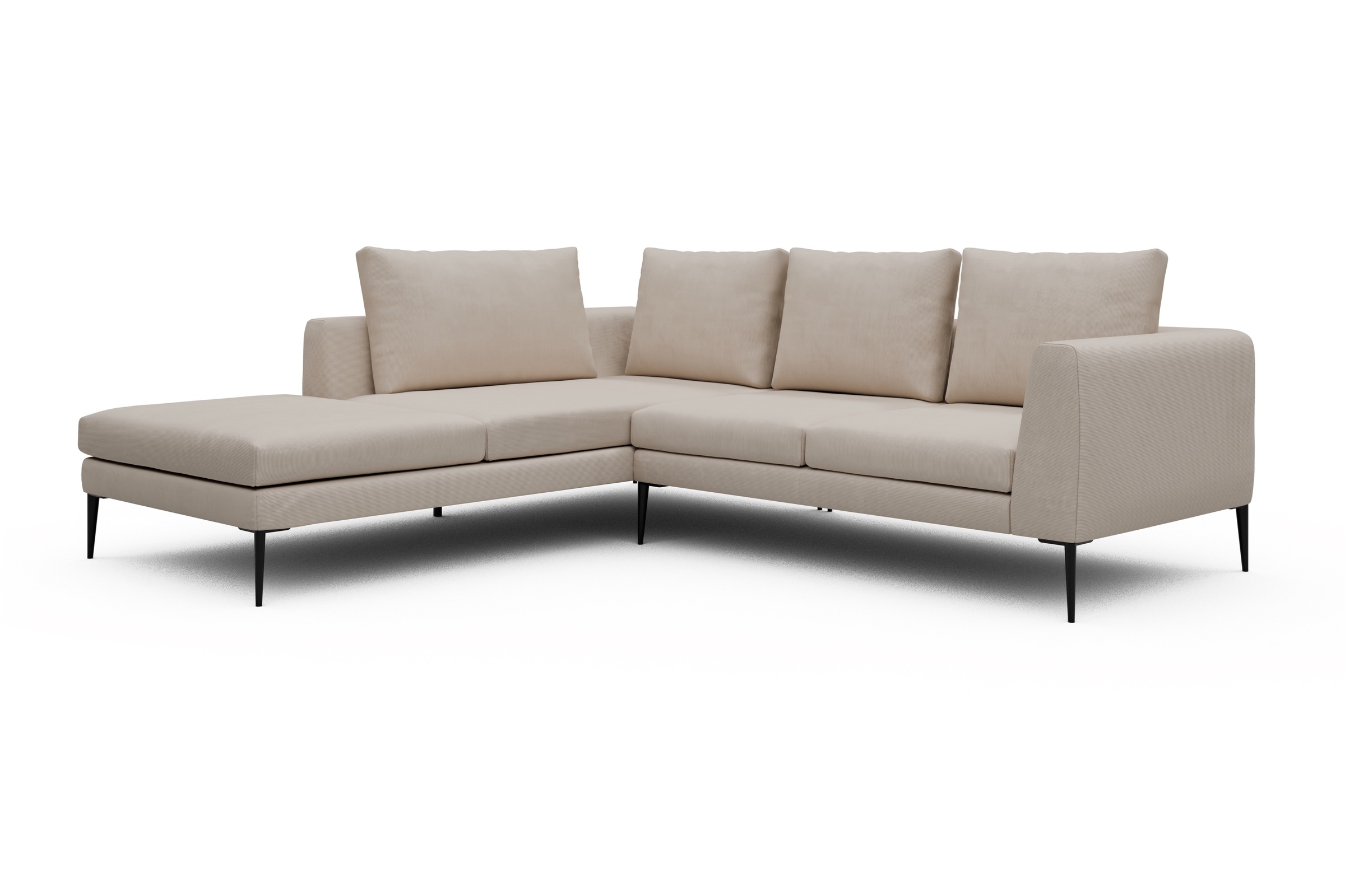 Ecksofa Paul Relax-Ecke links mit 2-Sitzer Cordufine-Off-White
