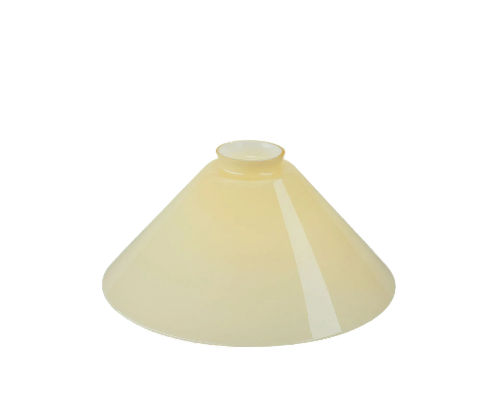 Berliner Messinglampen Glasschirm Nr. 25 Kegelform, Elfenbein