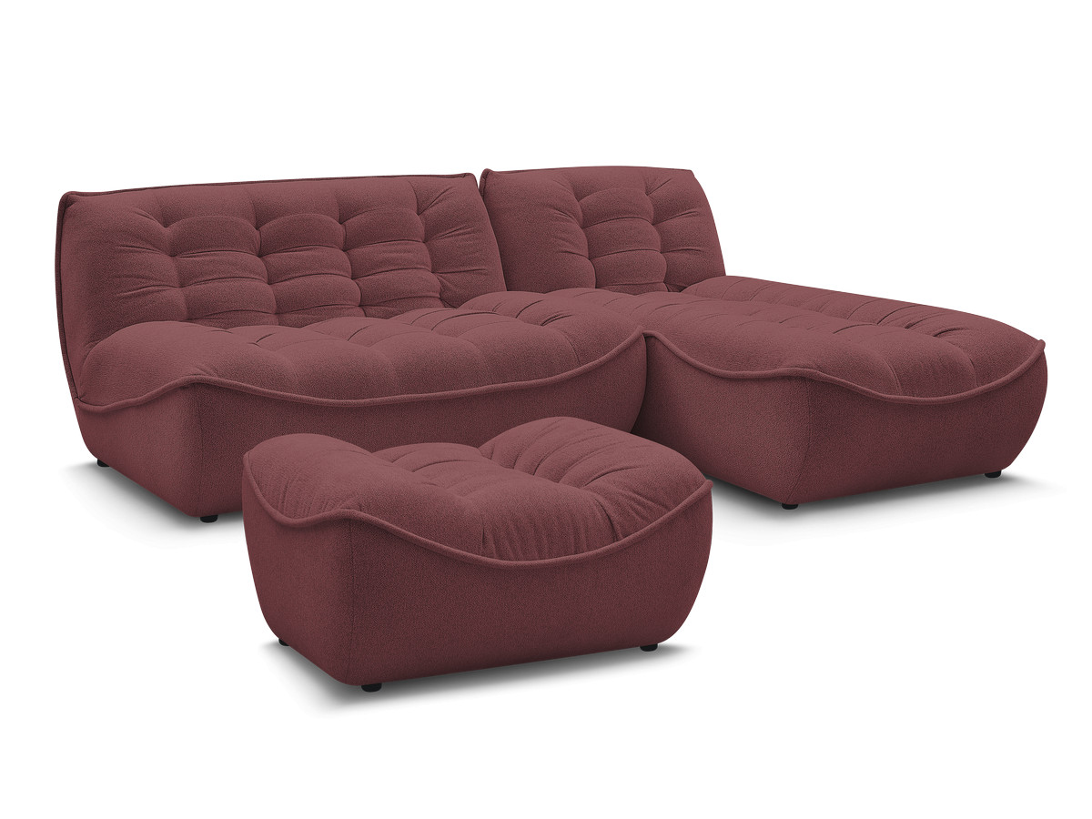 Bobochic Serena Ecksofa mit Pouf Melange-Stoff Rot