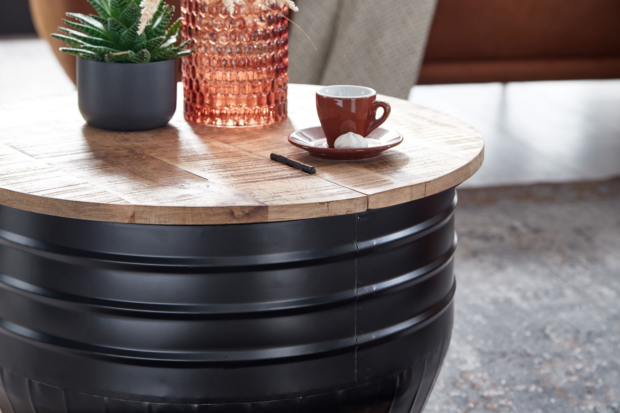 Couchtisch Gaupne Mango Massivholz Schwarz Höhe 41 cm