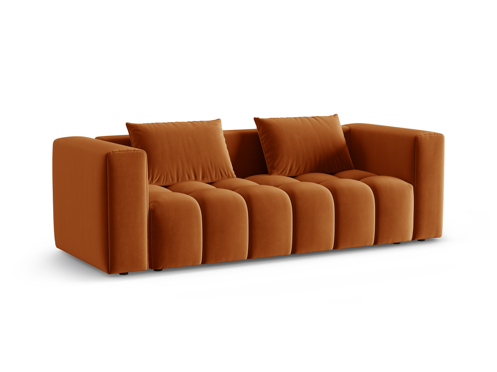 Cosmopolitan Design Schlafsofa Verona 3-Sitzer mit Bettkasten Samt Casino Terrakotta