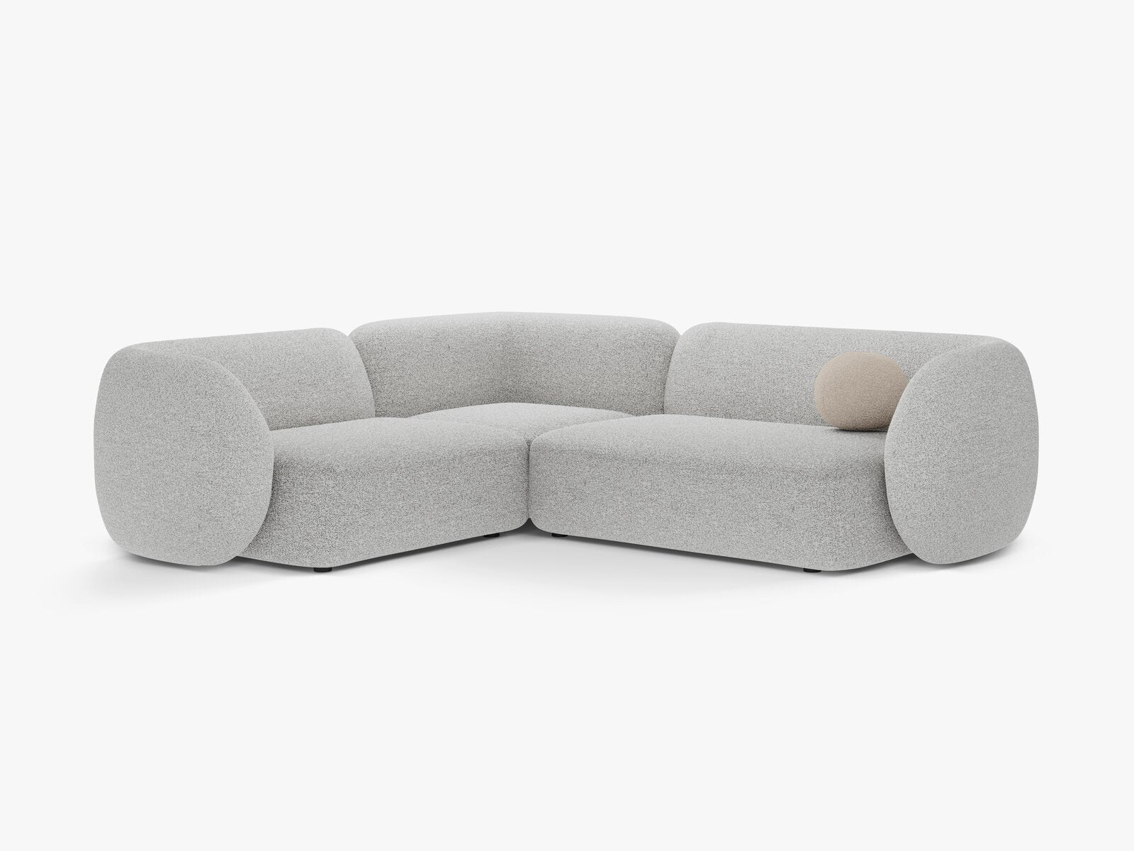 Micadoni Ecksofa Kate 4-Sitzer Links Strukturierter Stoff Hellgrau Melange