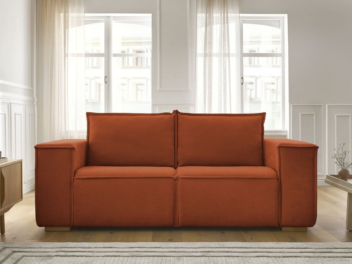 Bobochic Chelsea Schlafsofa 3-Sitzer Strukturstoff Orange, Liegefläche 160 × 200 cm