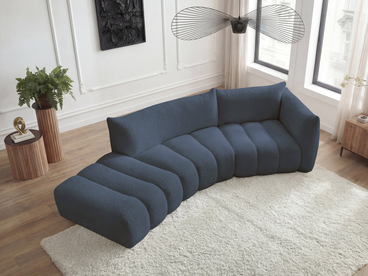 Bobochic Azra Ecksofa 325 × 112 cm Bouclé-Stoff Dunkelblau Ecke rechts