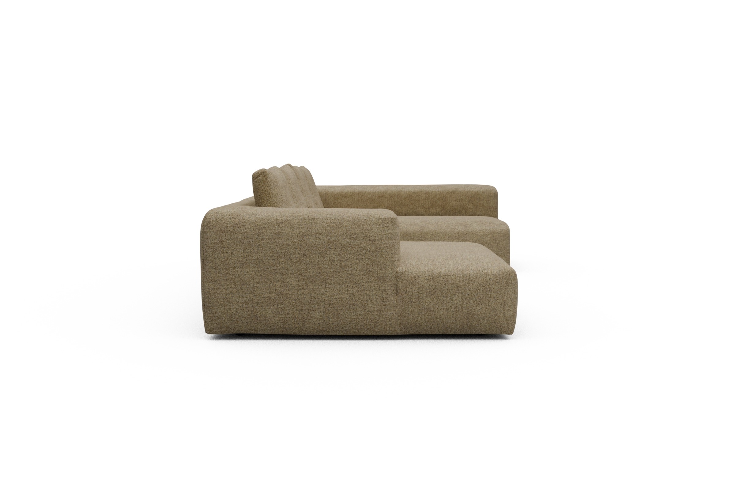 Wohnlandschaft Fred Chaiselongue links mit 2-Sitzer und lange Armlehne rechts Carreno-Silician-Yellow