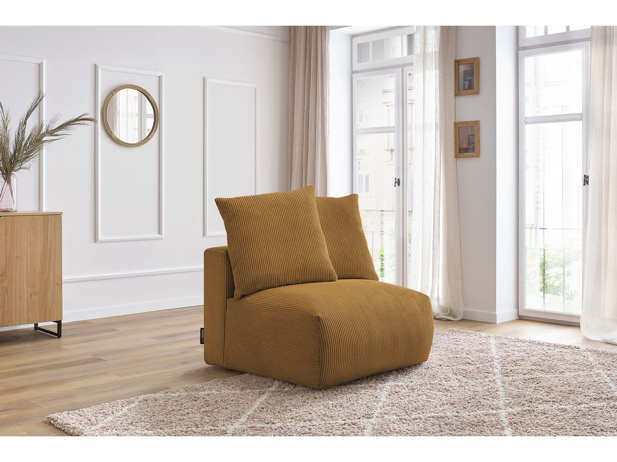 Bobochic Voltaire Sofamodul 1-Sitzer 90 × 100 cm Cordsamt Gelb