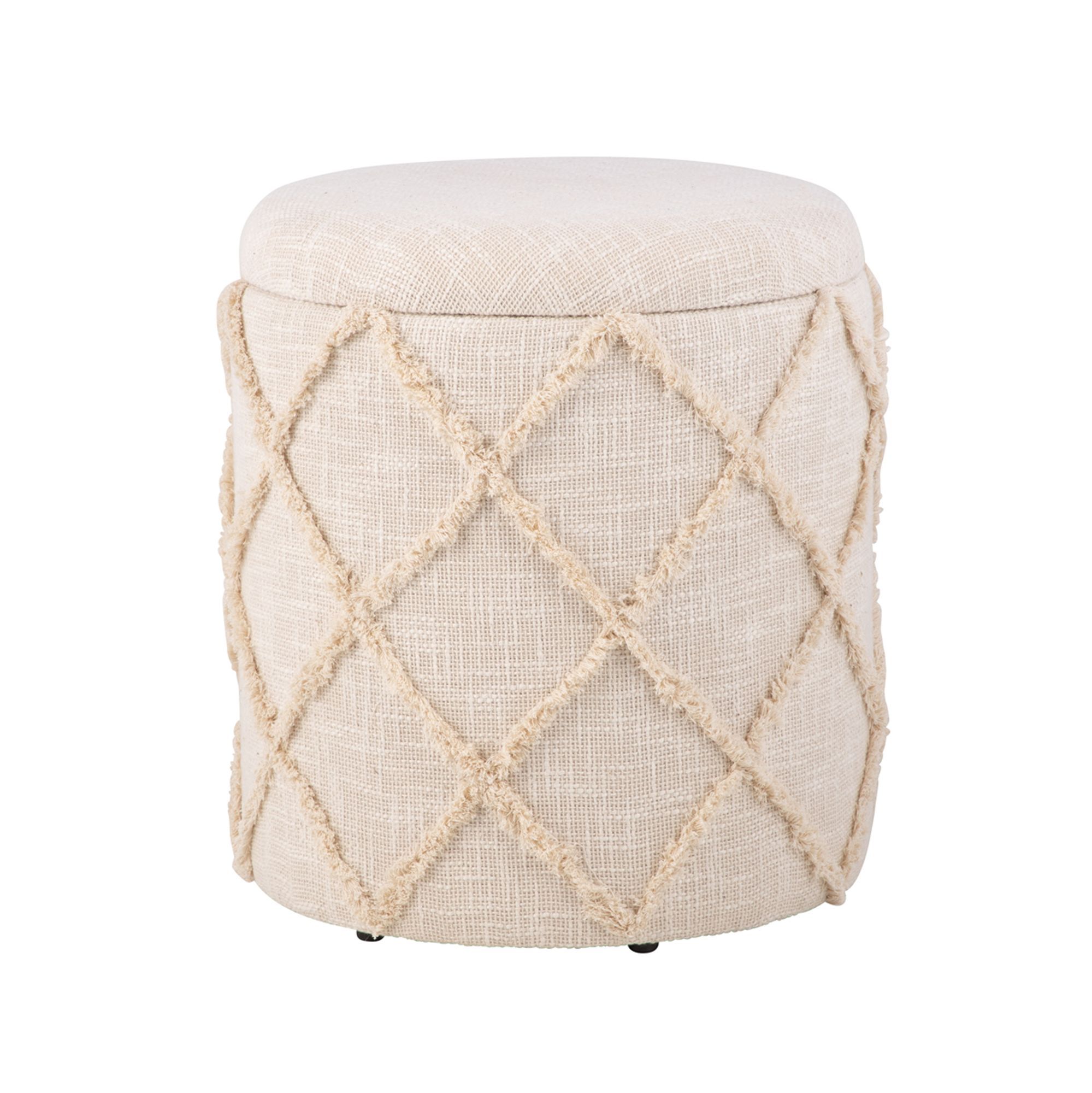 Sitzhocker Oppheim Stoff Creme Ø 40 cm
