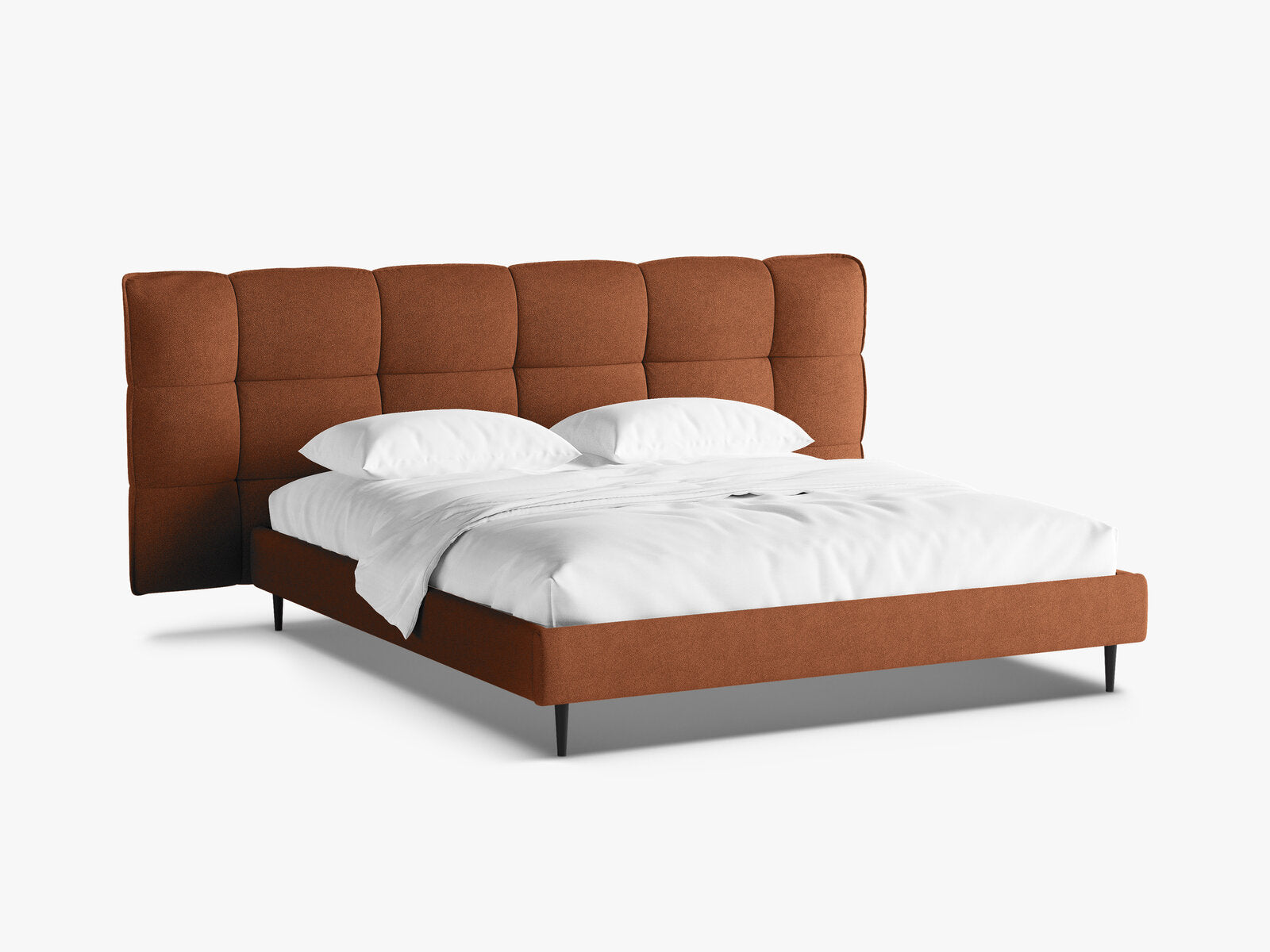 Micadoni Stauraumbett mit Kopfteil Eric with legs Boucle Sicuro Ziegel 180x200