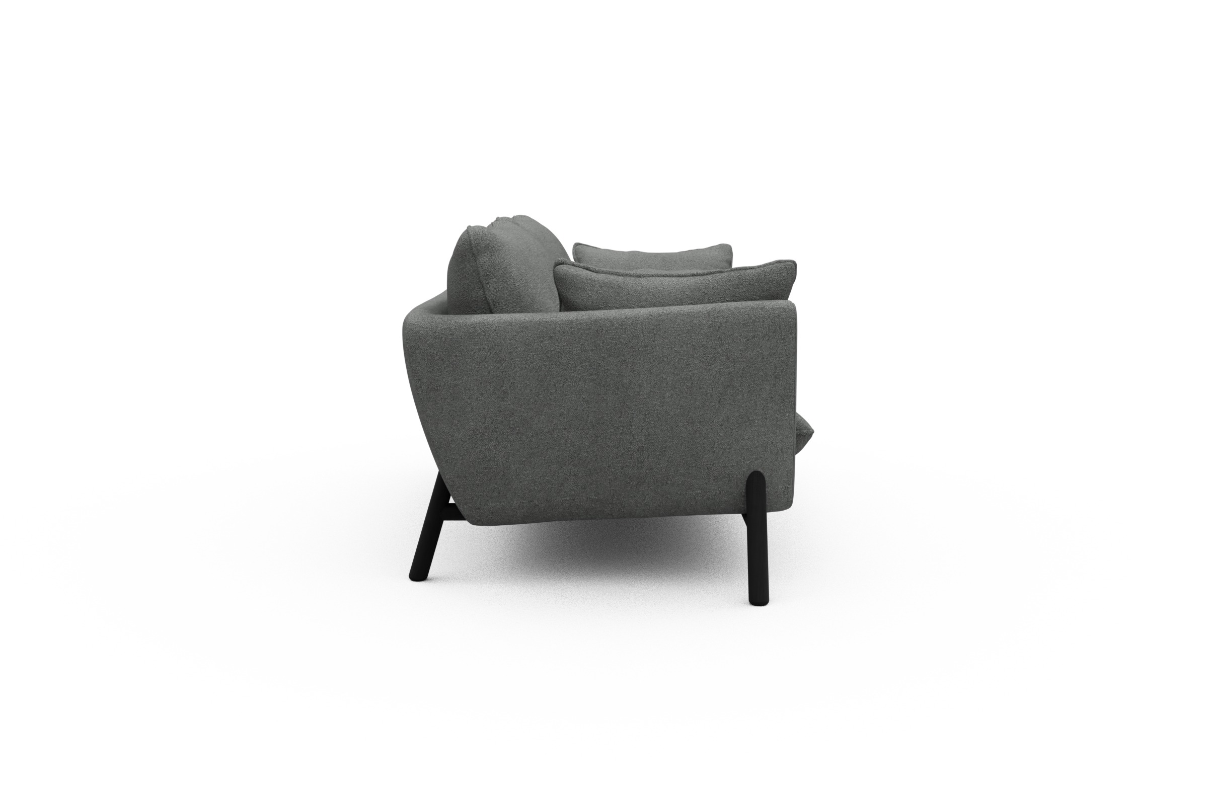 Sofa Emil 2-Sitzer Beinfarbe Eiche Schwarz Boucle-Ash-Grey