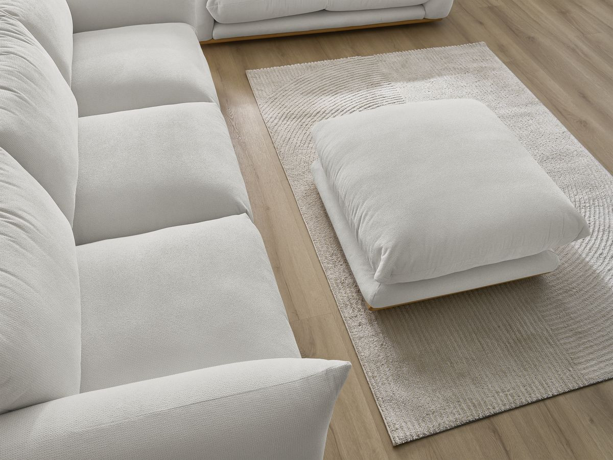 Bobochic Ernest Sofa 6-Sitzer mit Pouf Stoff Hellgrau