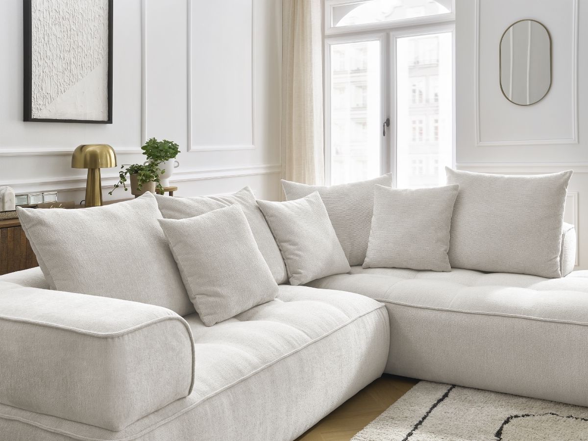 Bobochic Whesley Ecksofa Stoff Beige Ecke rechts