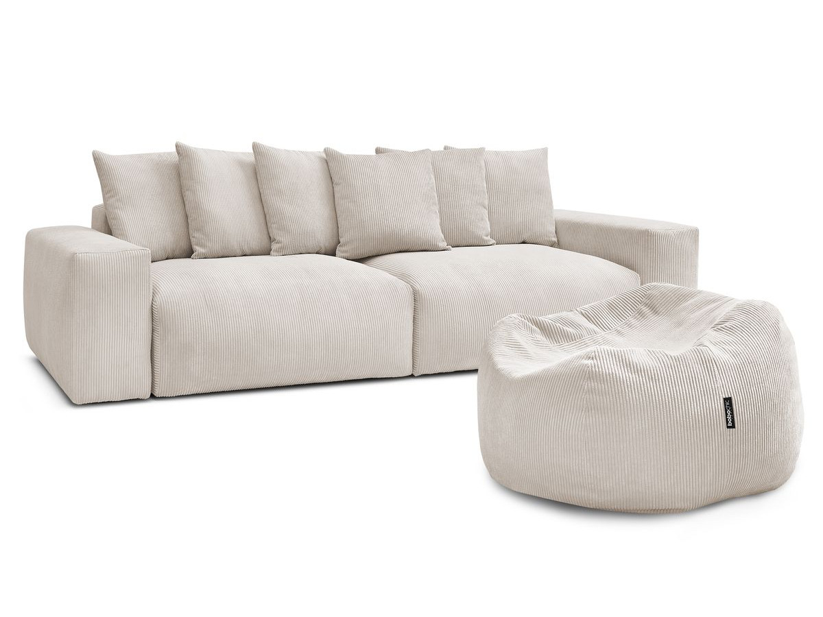 Bobochic Voltaire Sofa 5-Sitzer mit Pouf