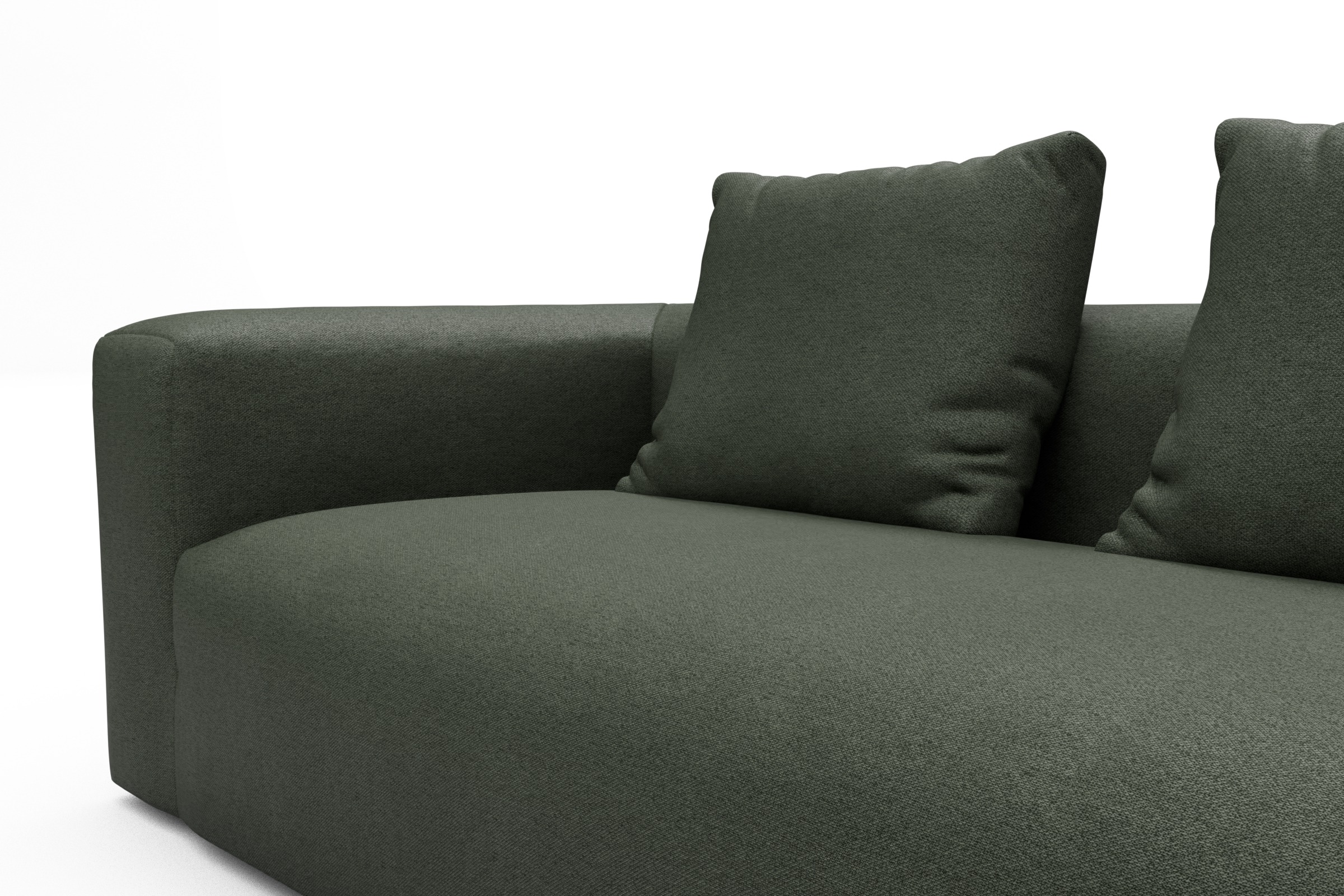 Ecksofa Fred Chaiselongue rechts mit 2,5-Sitzer Denari-Forest-Green