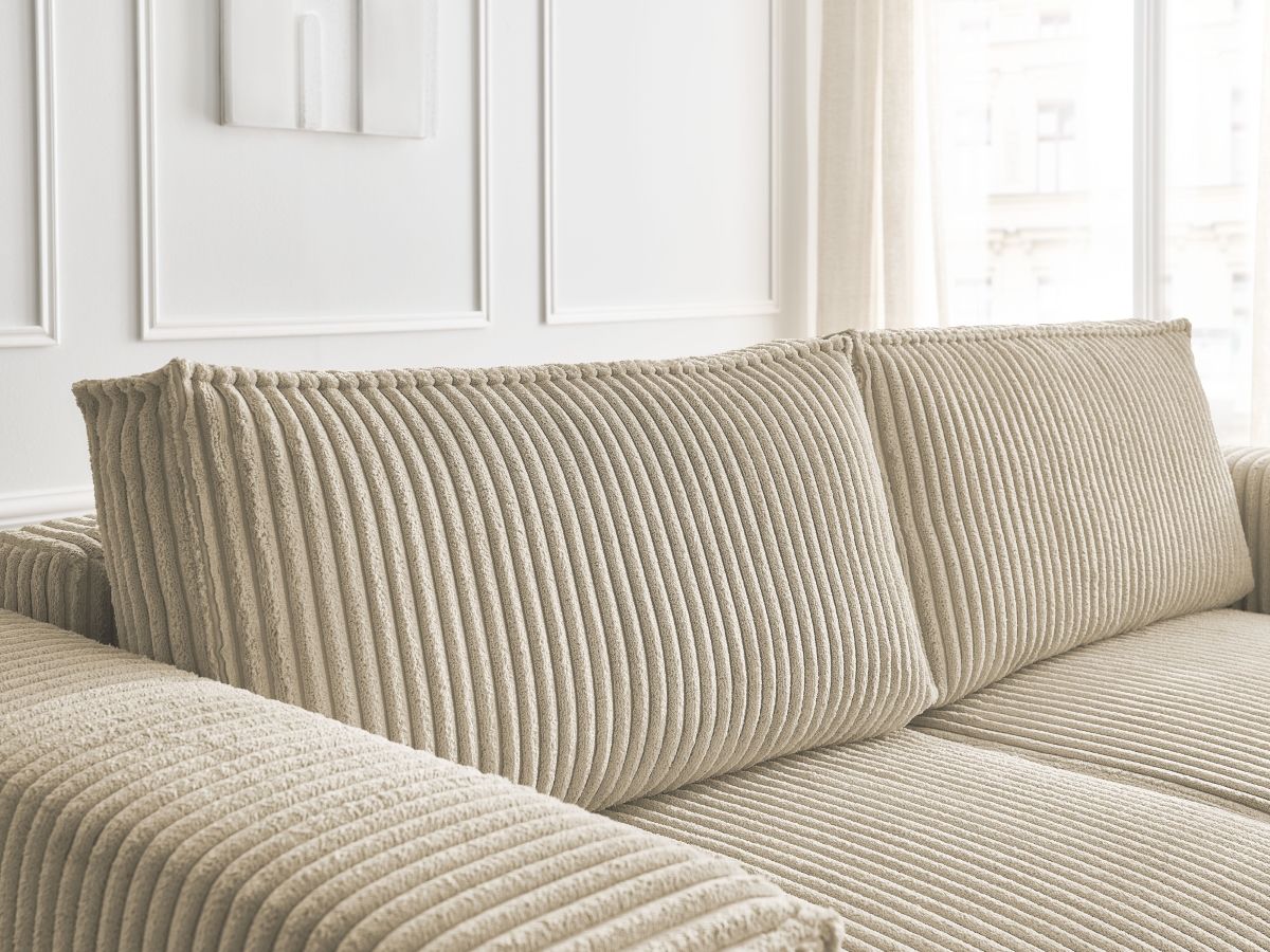 Bobochic Chelsea Schlafsofa 3-Sitzer mit Bettkasten Breitcord weich Taupe