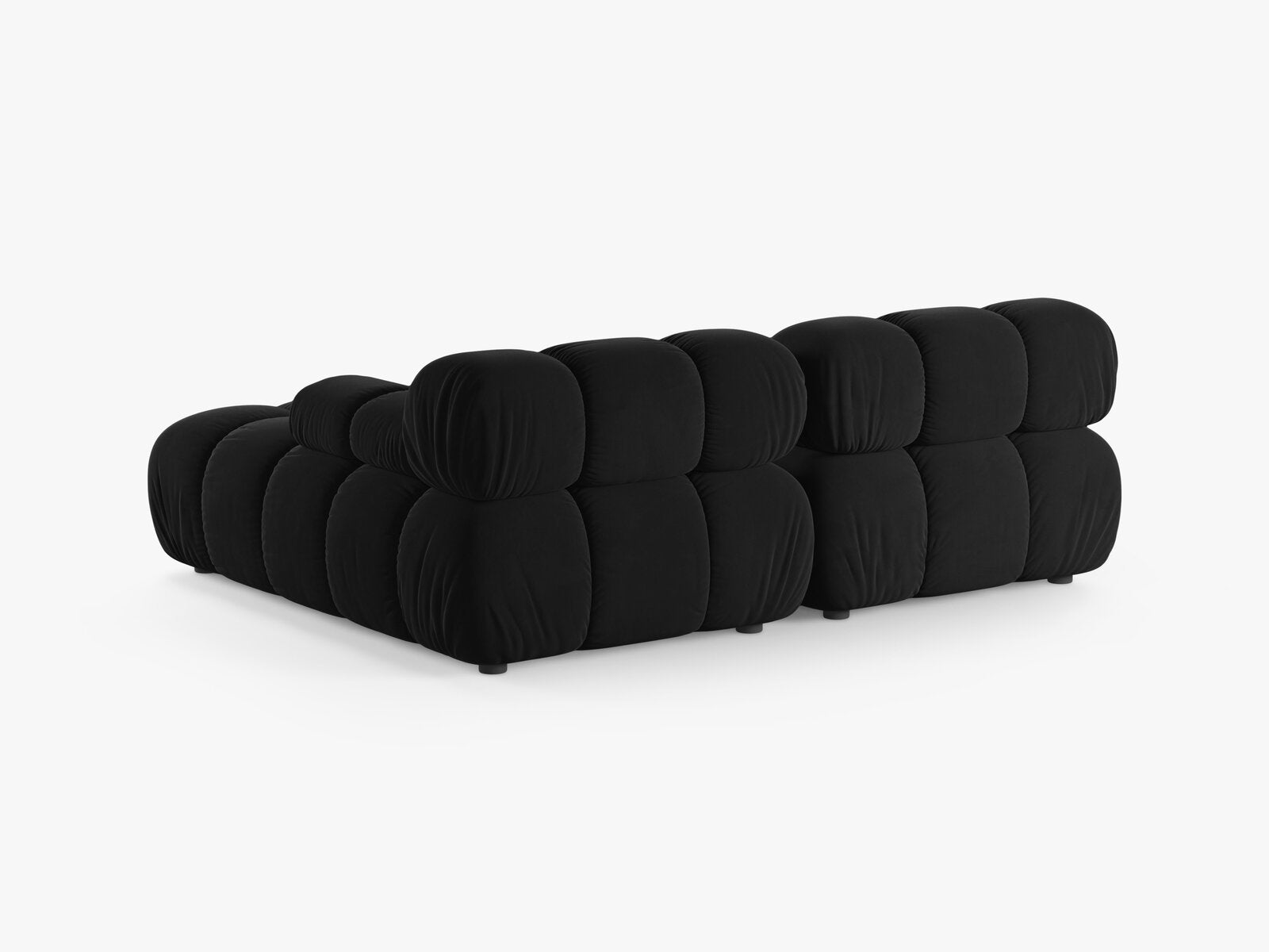 Micadoni Modulares Ecksofa Bellis 3-Sitzer Rechts Samt Bluvel Schwarz