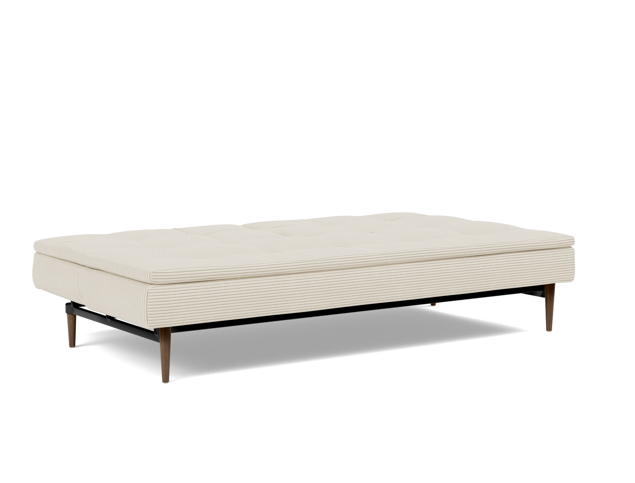 Schlafsofa Dublexo Kord Corduroy 594-Ivory Beine Styletto Eiche dunkel