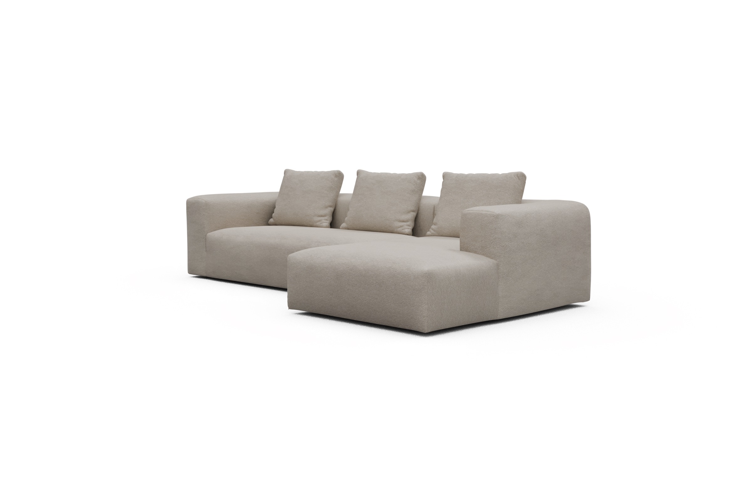 Ecksofa Fred Chaiselongue rechts mit 2,5-Sitzer Aivi-Lace-Beige