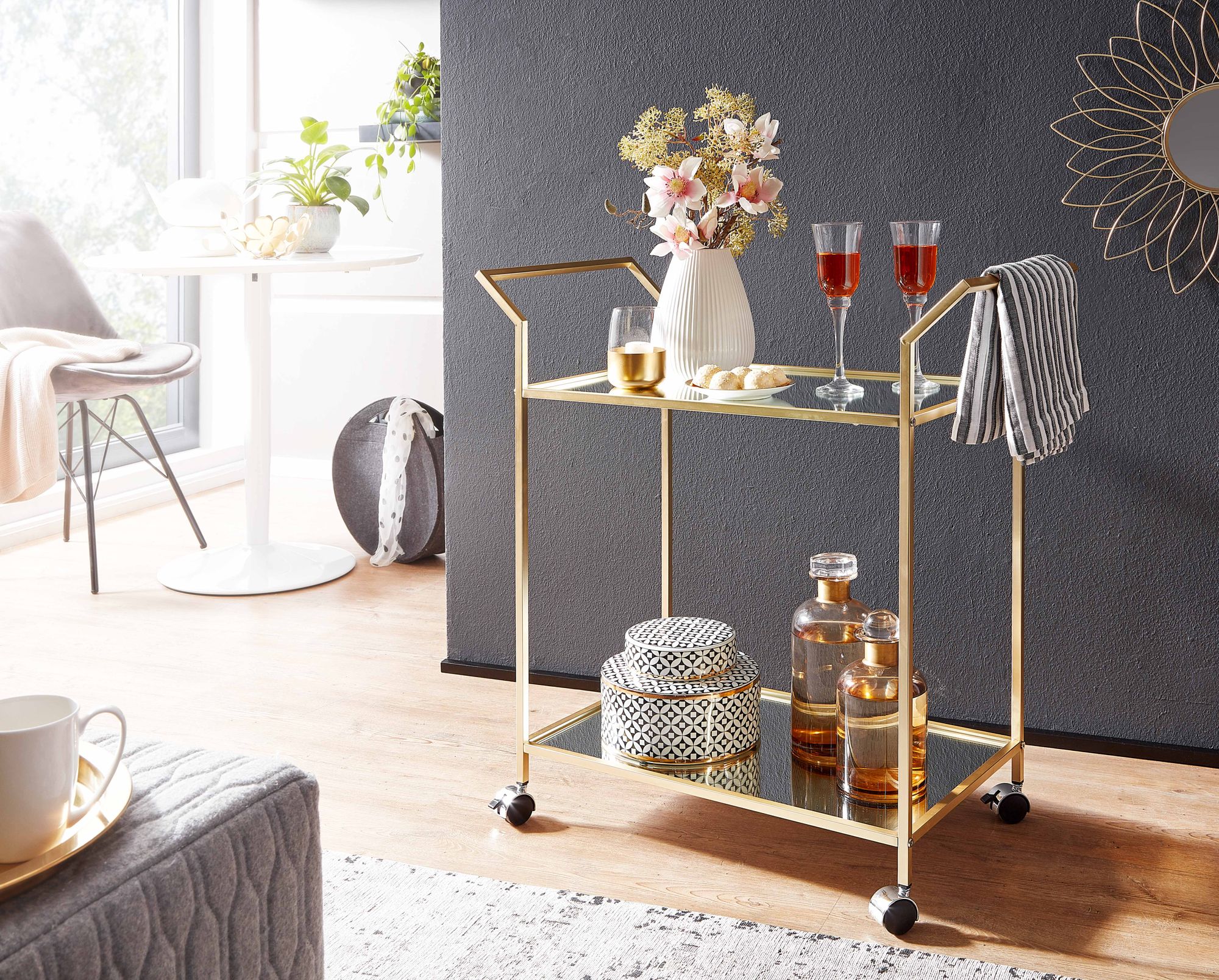 Servierwagen Jokuldalur Metall Gold 73 × 37 × 78 cm