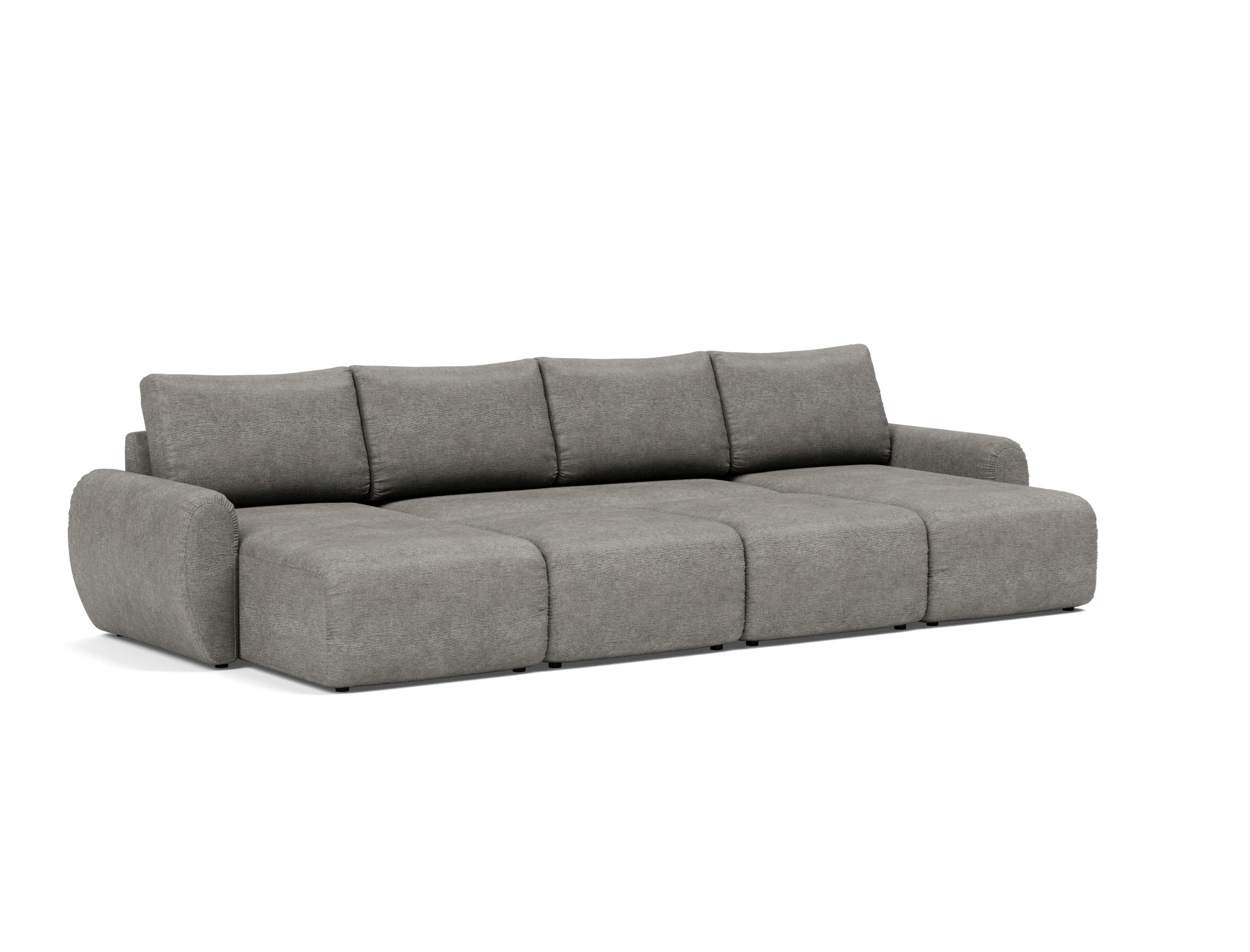Schlafsofa Norum U-Form mit Curve-Armlehnen Flachgewebe Avella 282-Warm-Grey