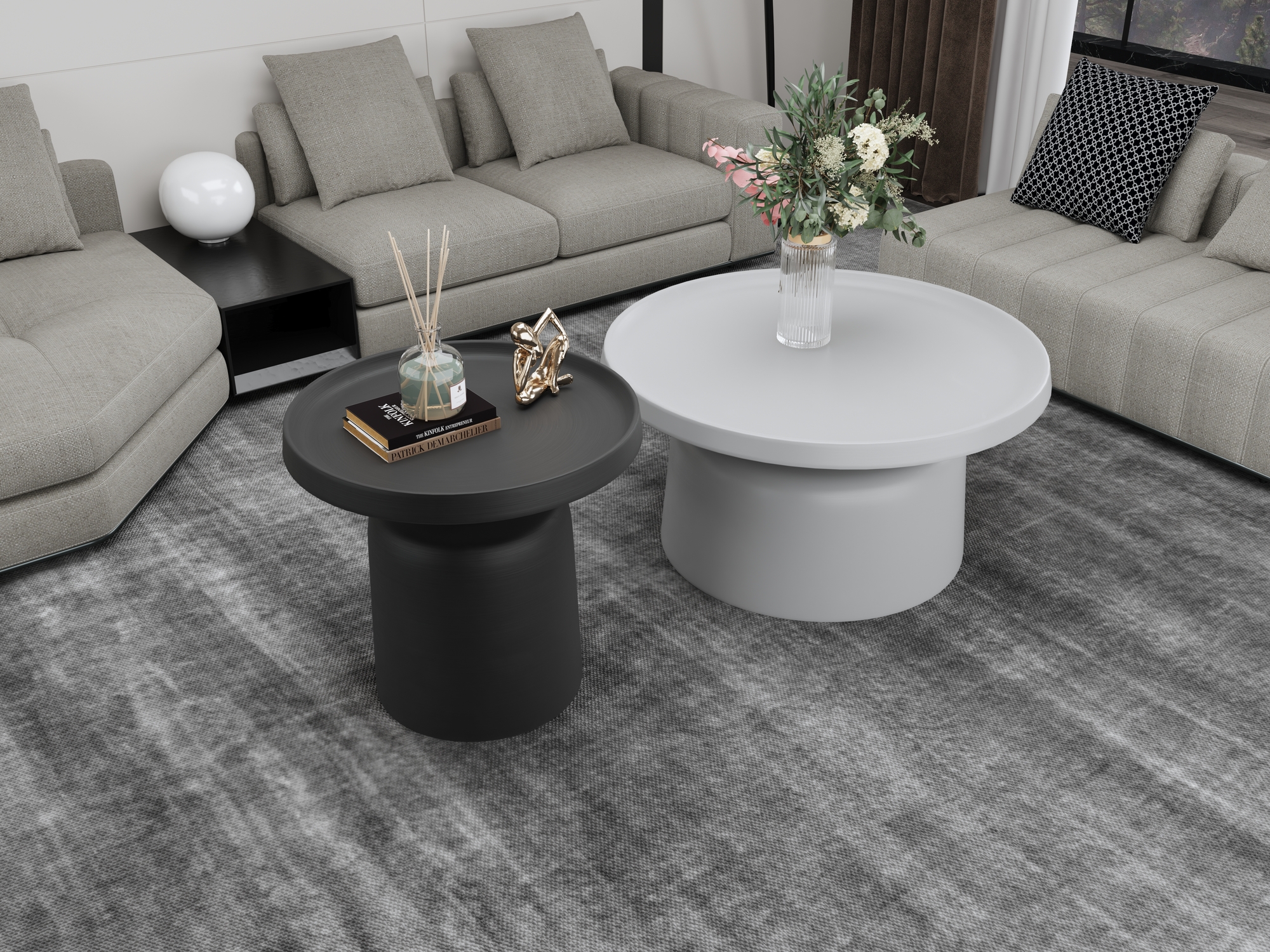 Livin Hill Couchtisch Set Modig Weiß, Schwarz M65