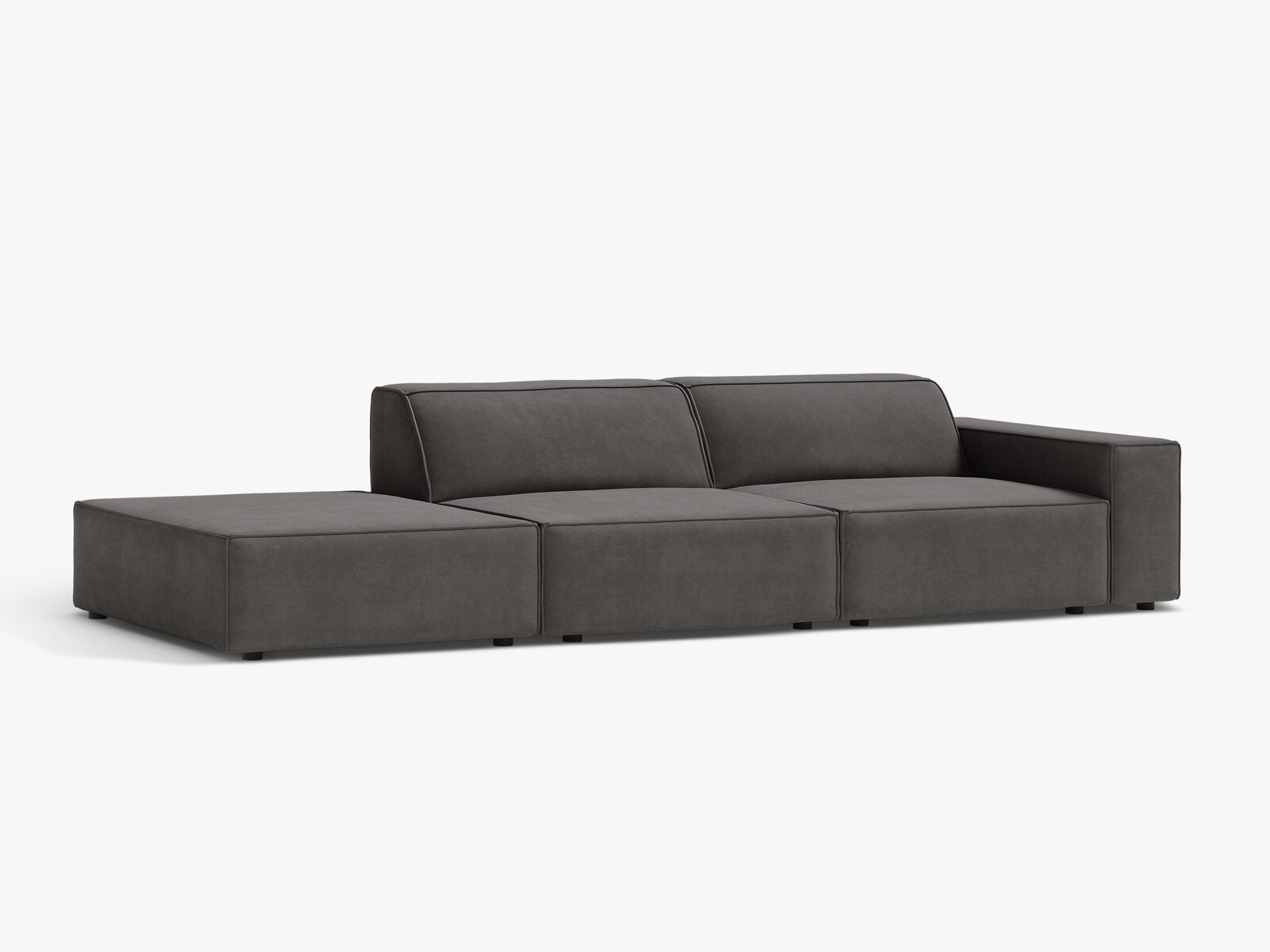Micadoni Sofa Jodie 3-Sitzer Links Samt Bluvel Hellgrau