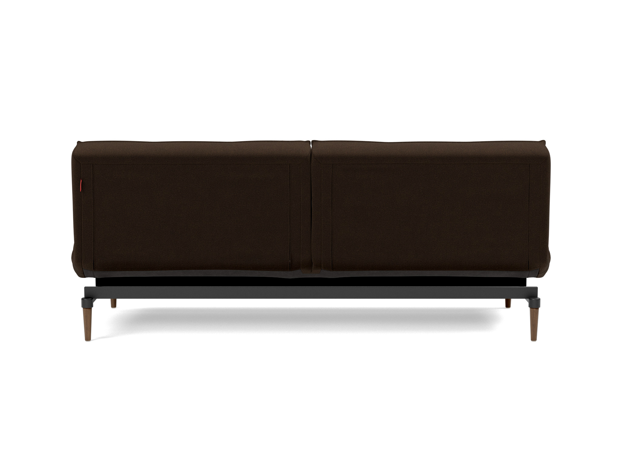 Schlafsofa Splitback Strukturierter Stoff Taura 358-Chocco Beine Styletto Eiche dunkel