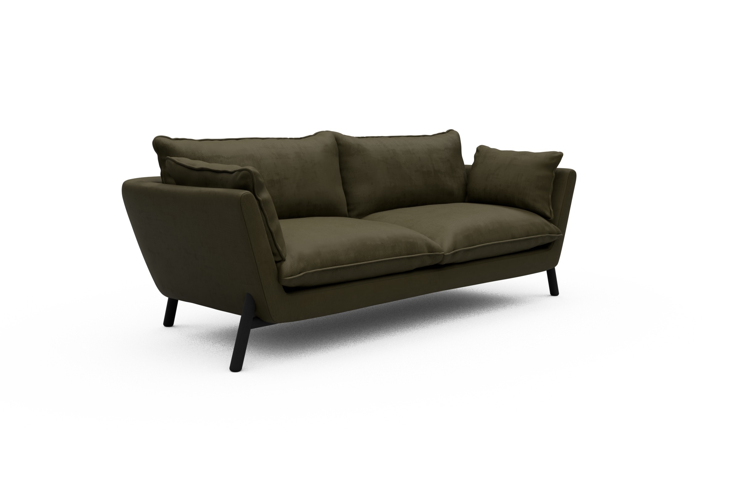 Sofa Emil PREMIUM 3-Sitzer Beinfarbe Eiche Schwarz Cordufine-Pine-Green