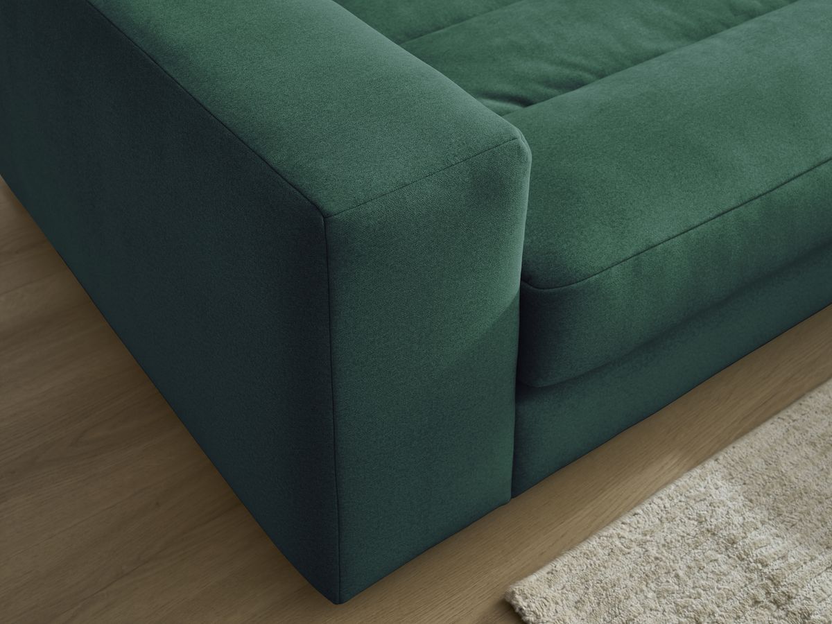 Bobochic Sierra Ecksofa mit Pouf Samt Dunkelgrün Ecke rechts