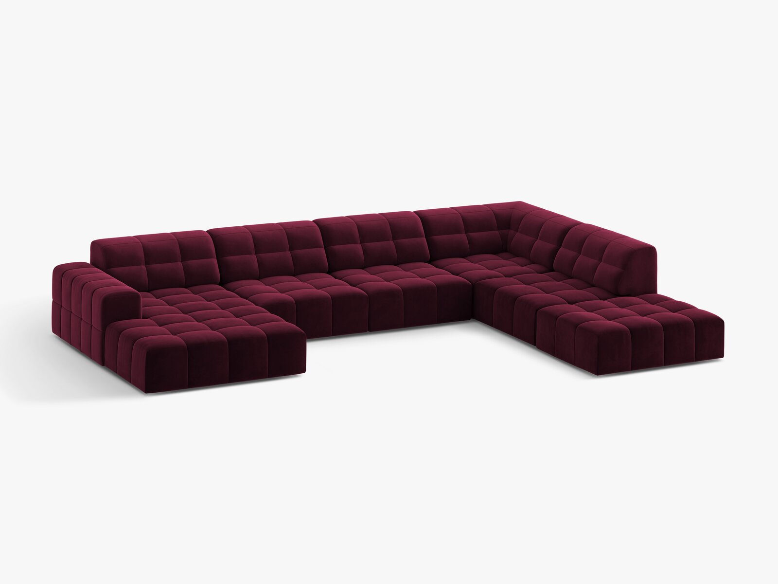 Micadoni Panorama Ecksofa Jennifer 7-Sitzer Samt Venus Burgunder Rechts