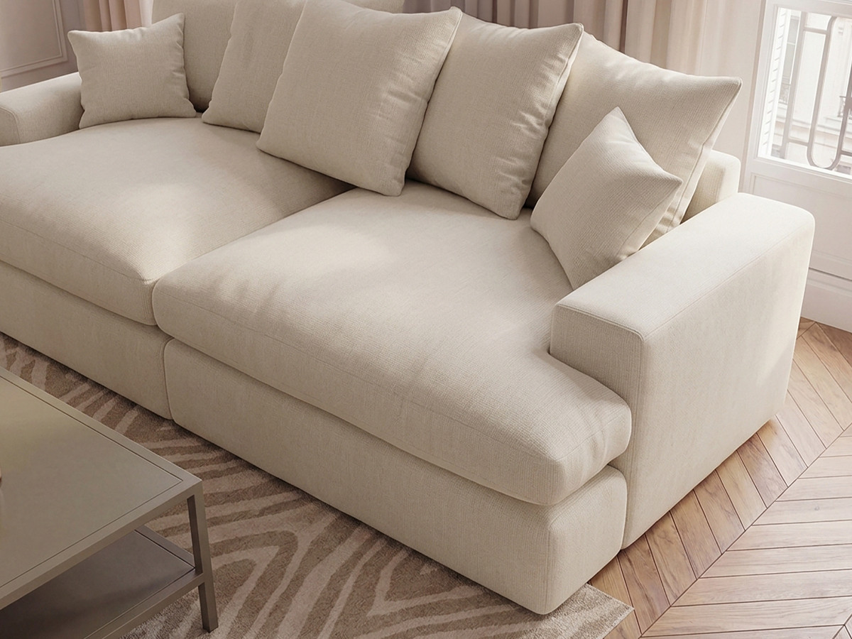 Bobochic Nevada Sofa 3-Sitzer 226 × 150 cm Stoff Weiß