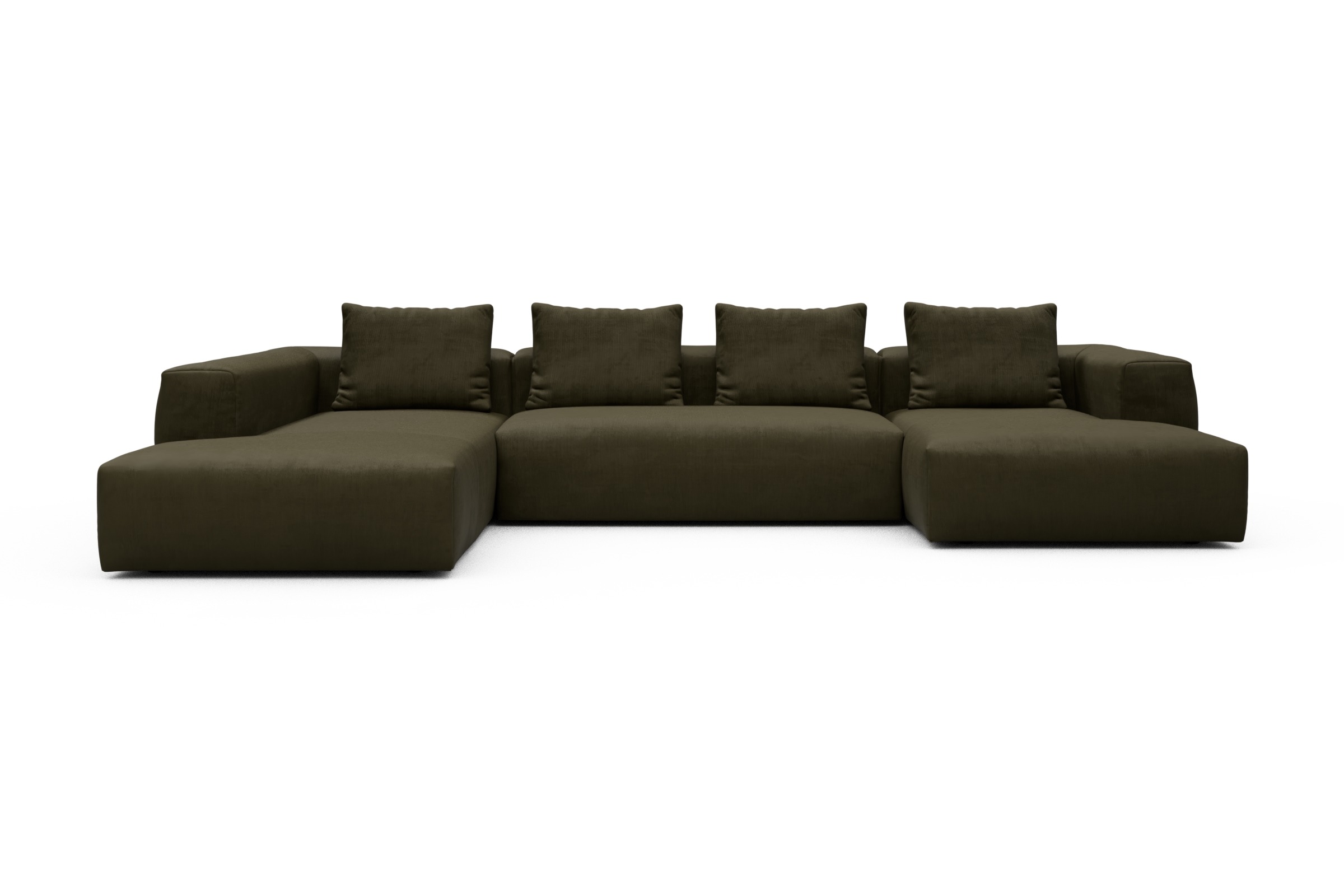 Skandi Home Wohnlandschaft Fred Relax-Ecke links mit 2-Sitzer und Chaiselongue rechts Cordufine-Pine-Green moebelfaktor