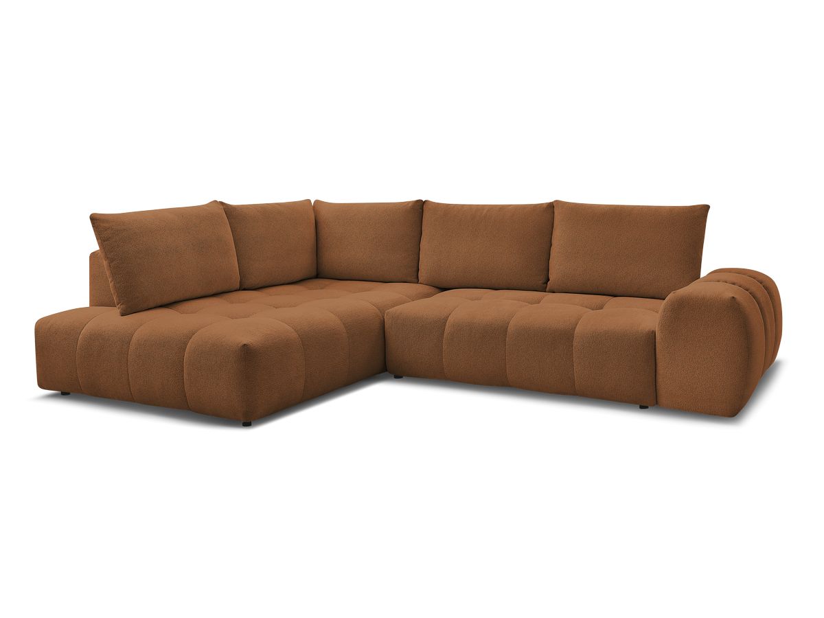 Bobochic Everest Ecksofa mit Schlaffunktion und Bettkasten 320 × 212 cm, 5 Kissen Melange-Stoff Orange Ecke links