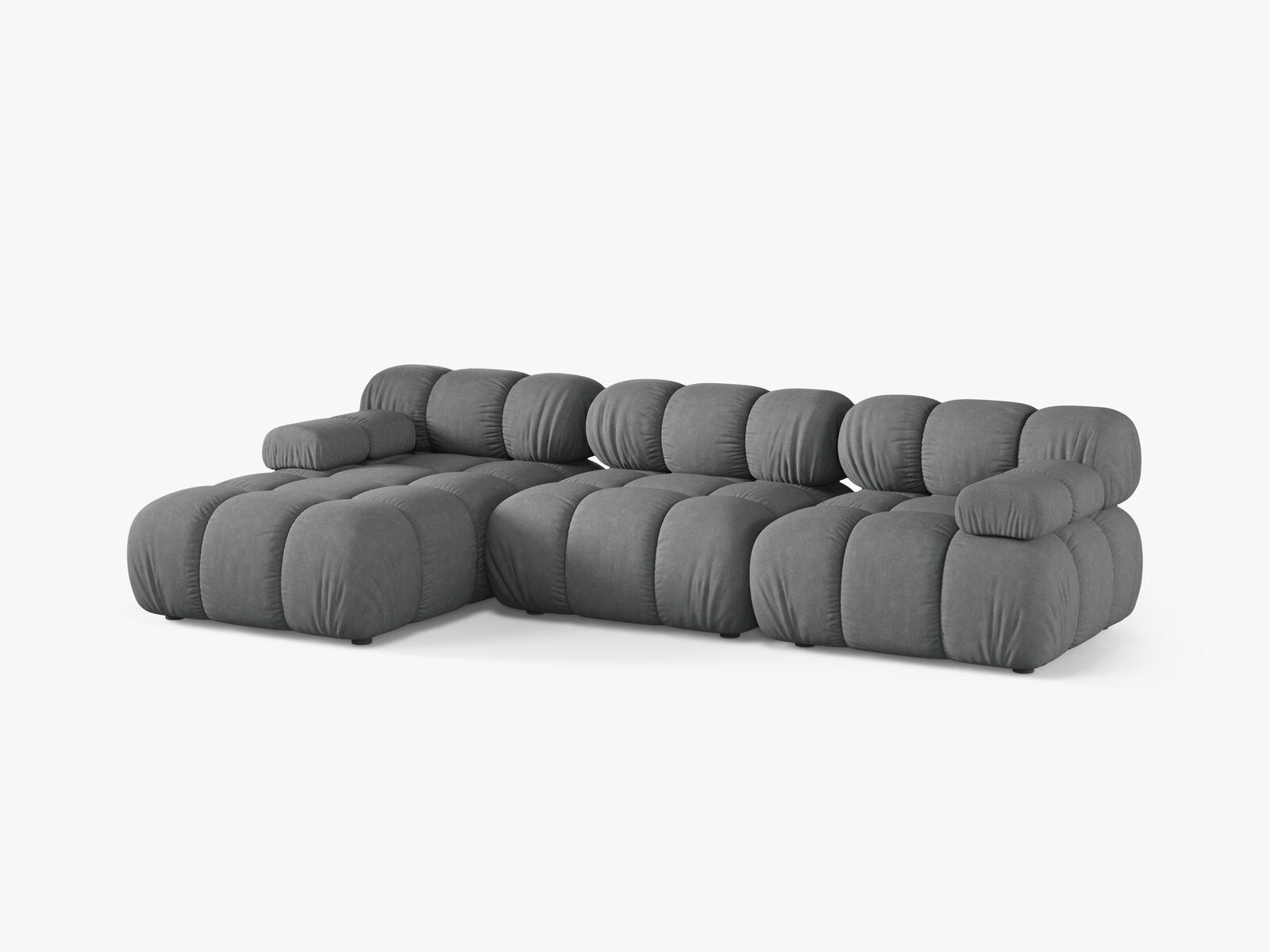 Micadoni Modulares Ecksofa Bellis 4-Sitzer Links Strukturierter Stoff Liberty Grau
