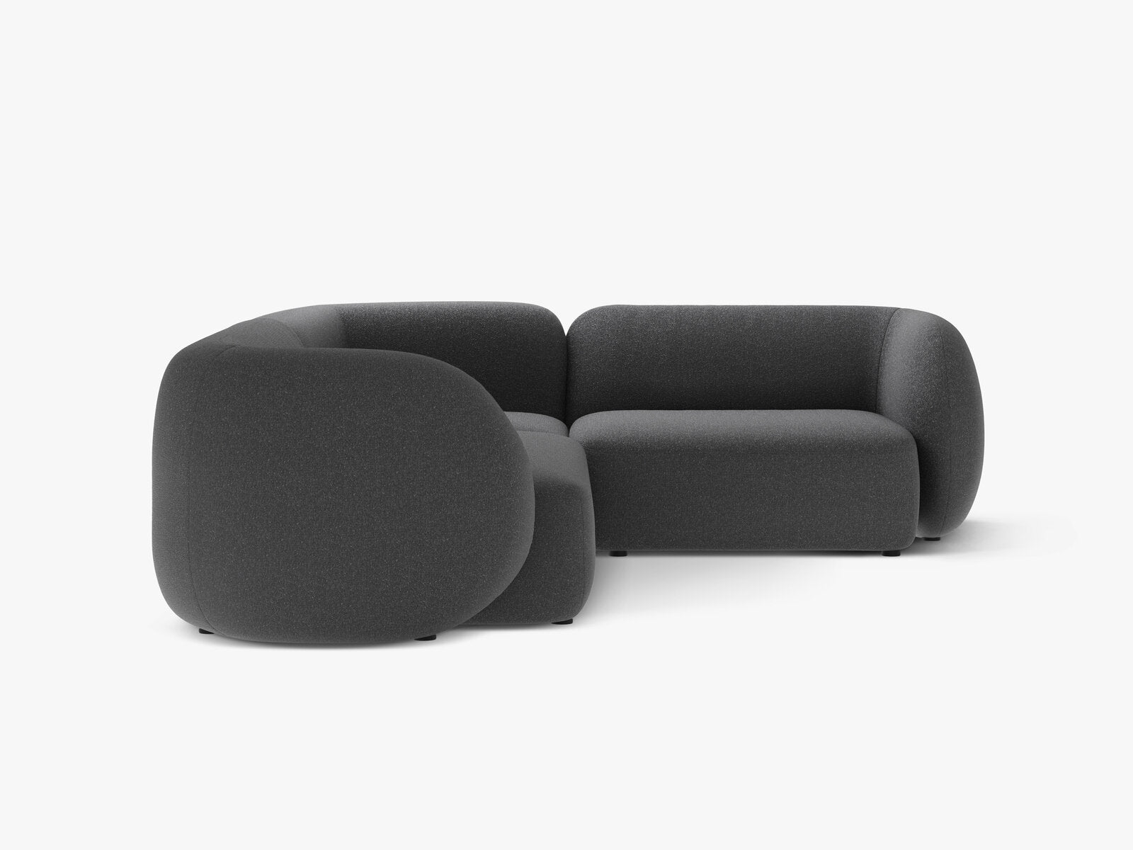 Micadoni Ecksofa Kate 4-Sitzer Rechts Strukturierter Stoff Dunkelgrau Melange