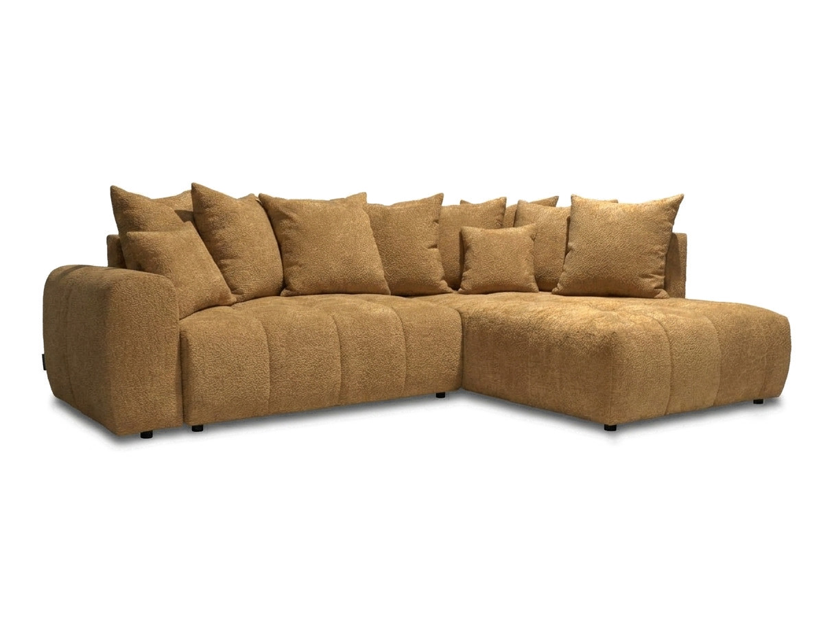 Bobochic Roxelane Ecksofa mit Schlaffunktion und Bettkasten Bouclé-Stoff Gelb Ecke rechts
