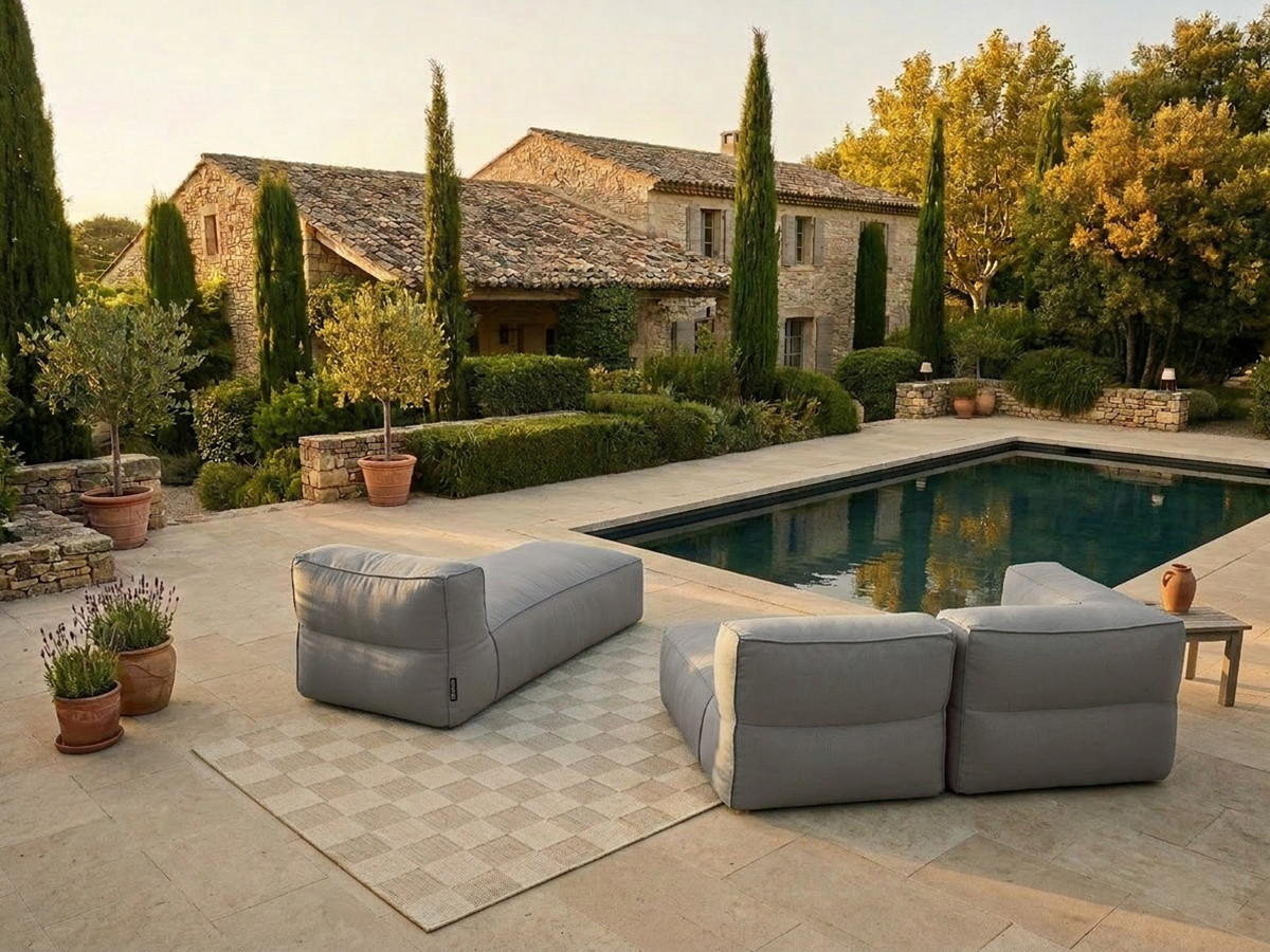 Bobochic Giulia Gartensofa 3-Sitzer 240 × 170 cm Stoff Dunkelgrau