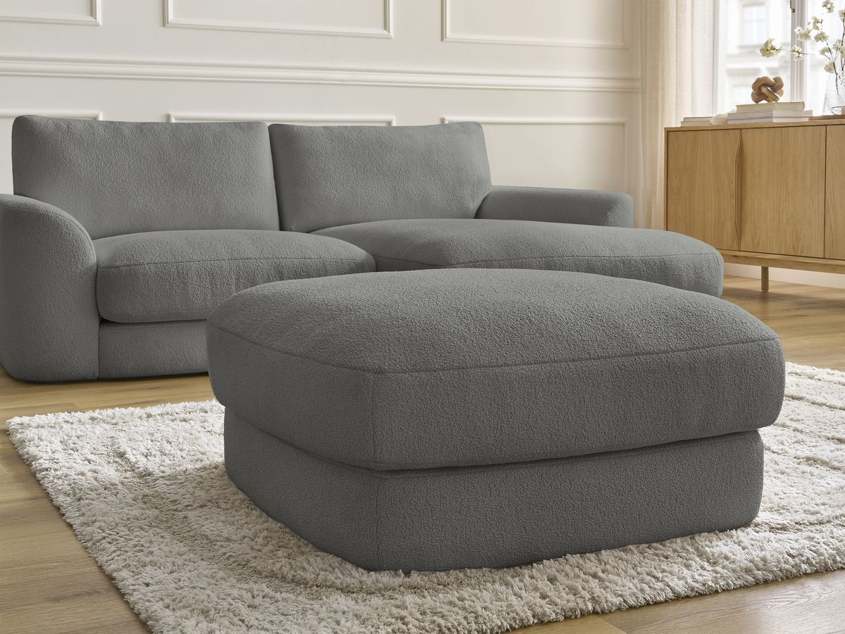 Bobochic Leonore Ecksofa mit Pouf Bouclé-Stoff Dunkelgrau Ecke rechts