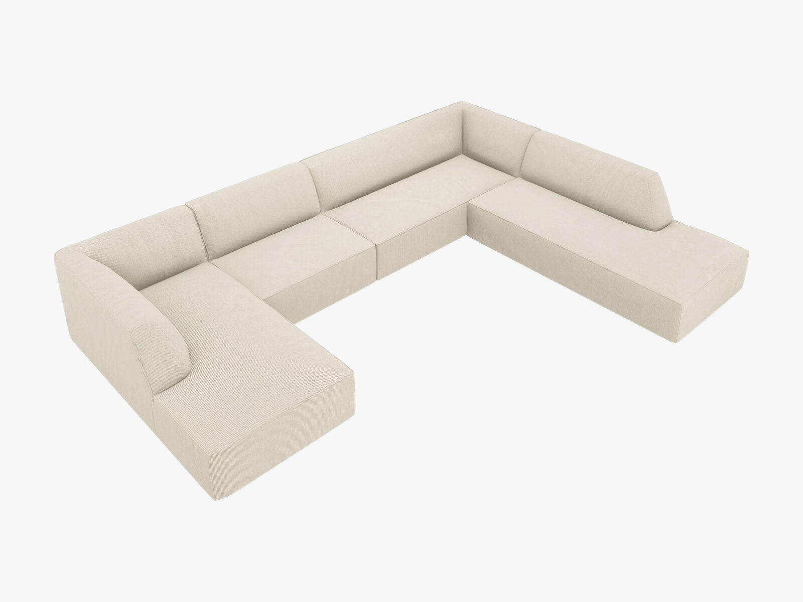 Micadoni Panorama-Ecksofa Ruby 7-Sitzer Rechts Kord Scala Helles Beige