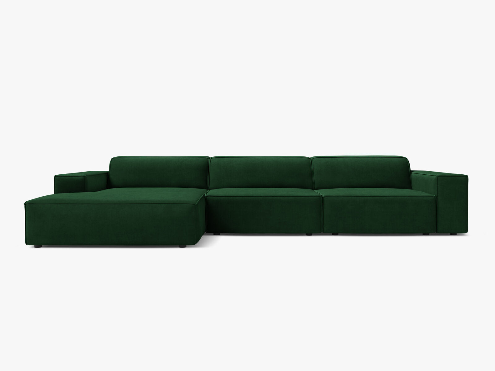 Micadoni Ecksofa Jodie 4-Sitzer Links Samt Bluvel Flaschengrün