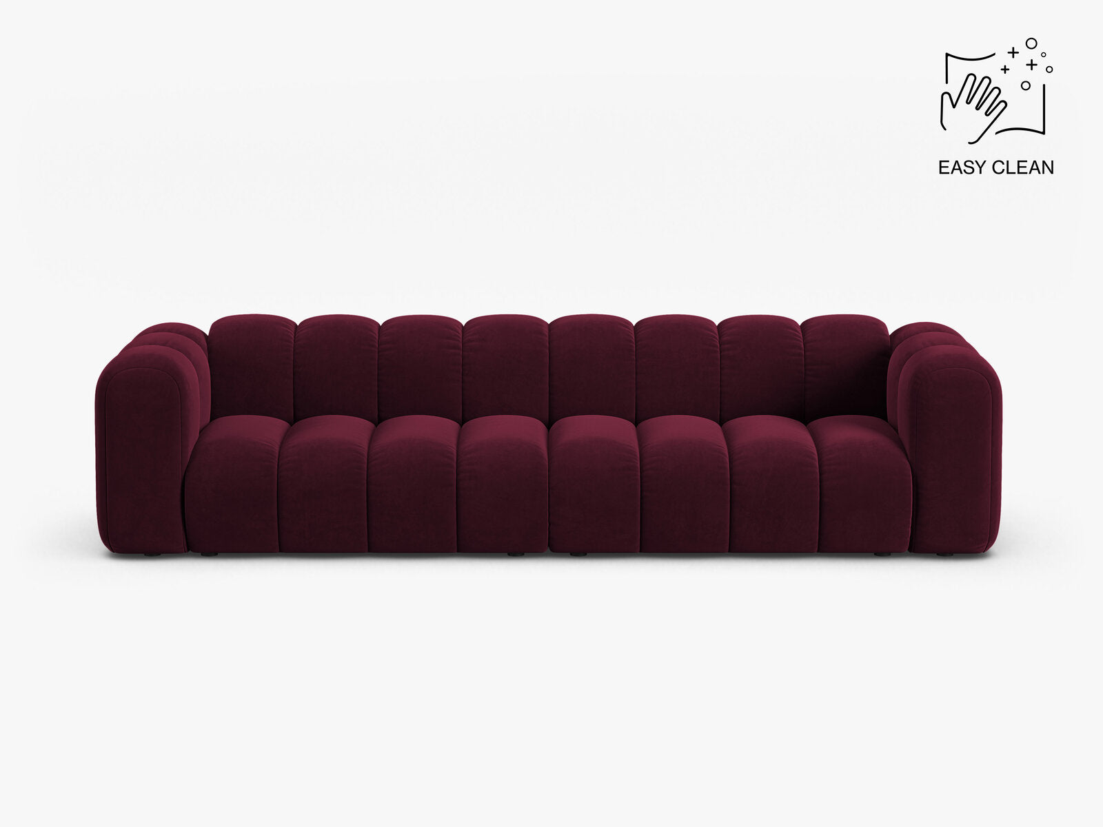 Micadoni Modulares Sofa Lupine 4-Sitzer Samt Venus Burgunder