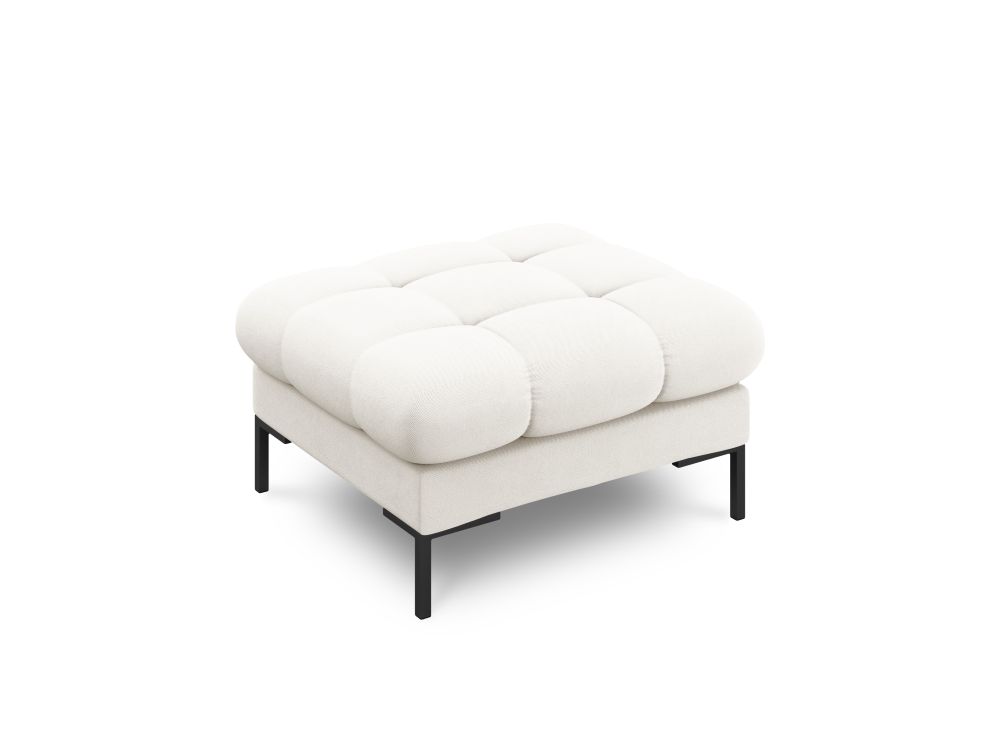 Cosmopolitan Design Pouf Bali Strukturierter Stoff Neve Helles Beige Beine Schwarzes Metall