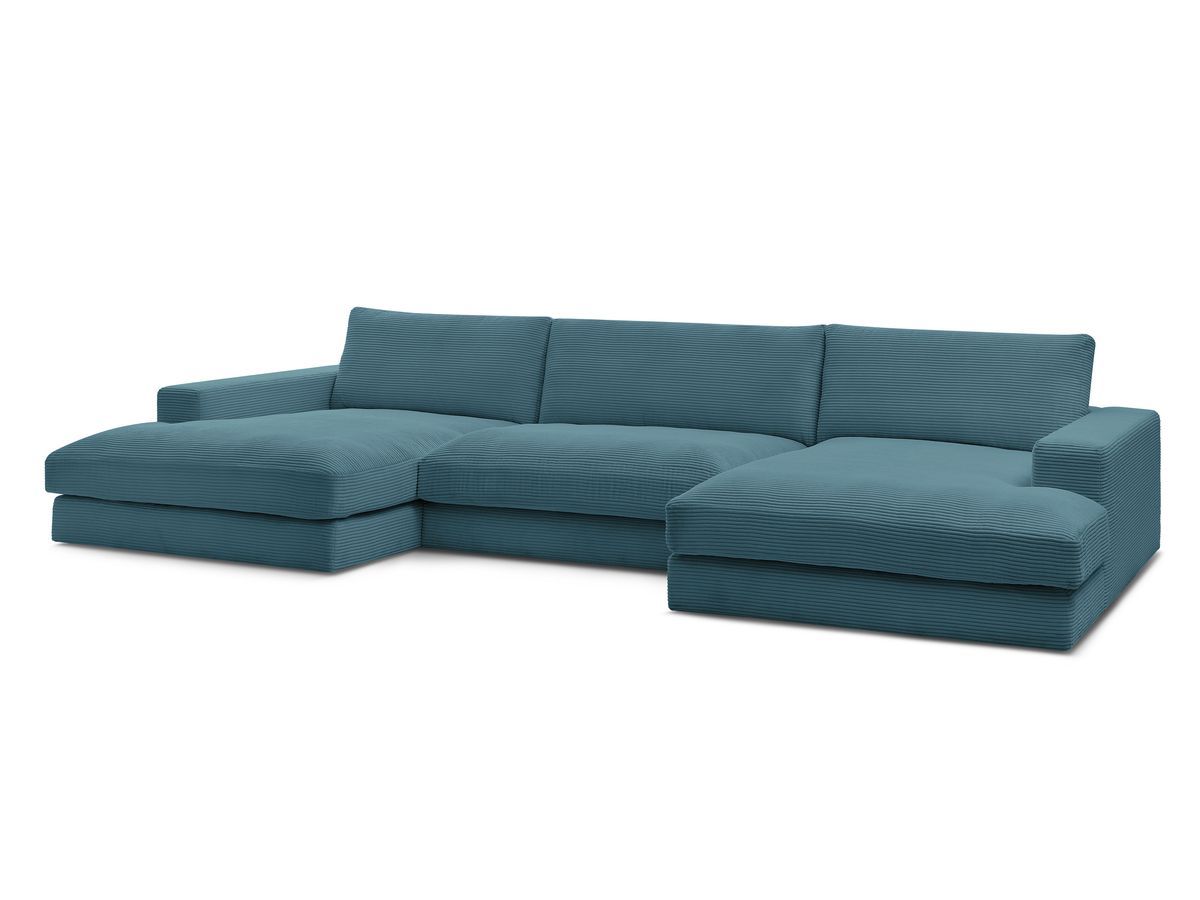 Bobochic Leonard Wohnlandschaft 404 × 159 cm Cordsamt Hellblau