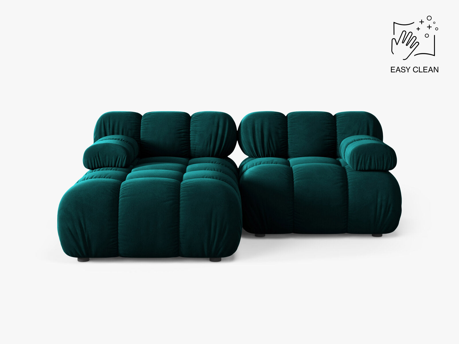 Micadoni Modulares Ecksofa Bellis 3-Sitzer Links Samt Venus Dunkel Petrol