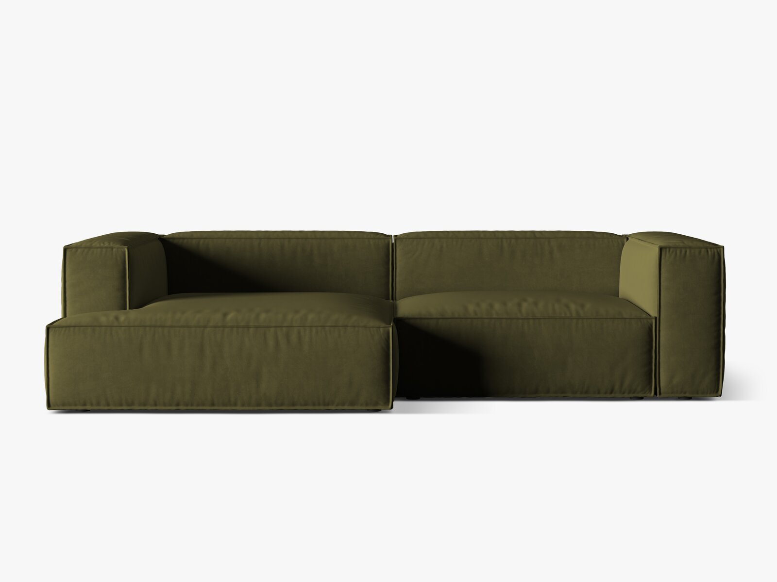 Micadoni Ecksofa Nuria 4-Sitzer Links Samt Moßgrün Melange