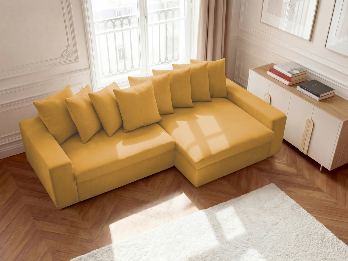 Bobochic Enore Ecksofa 330 × 100 cm Stoff Gelb Ecke rechts
