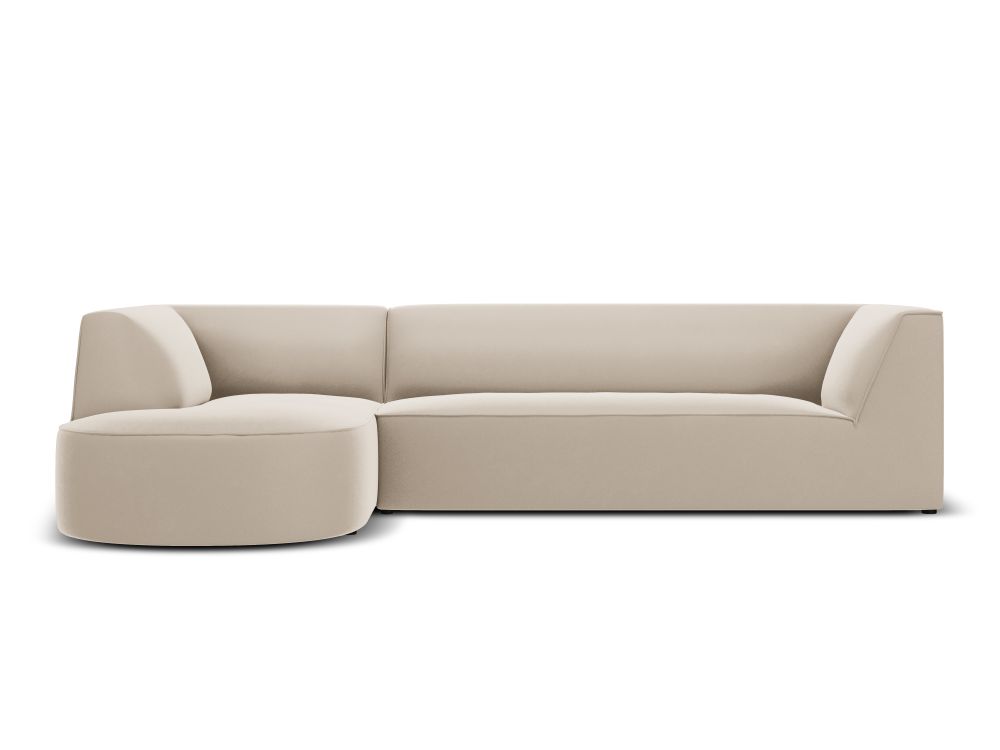 Cosmopolitan Design Ecksofa Siena 4-Sitzer abgerundet Samt Salvador Beige Links