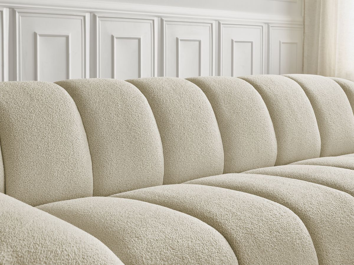 Bobochic Hayden Sofa 3-Sitzer Bouclé-Stoff Beige