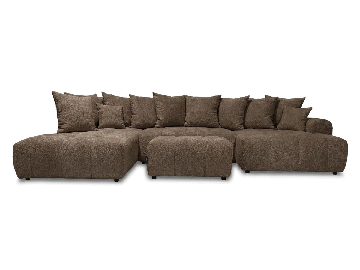 Bobochic Roxelane Wohnlandschaft mit Pouf Bouclé-Stoff Braun Ecke rechts